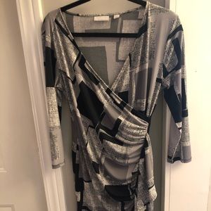 Long sleeve wrap dress ruffle detail New York & Co